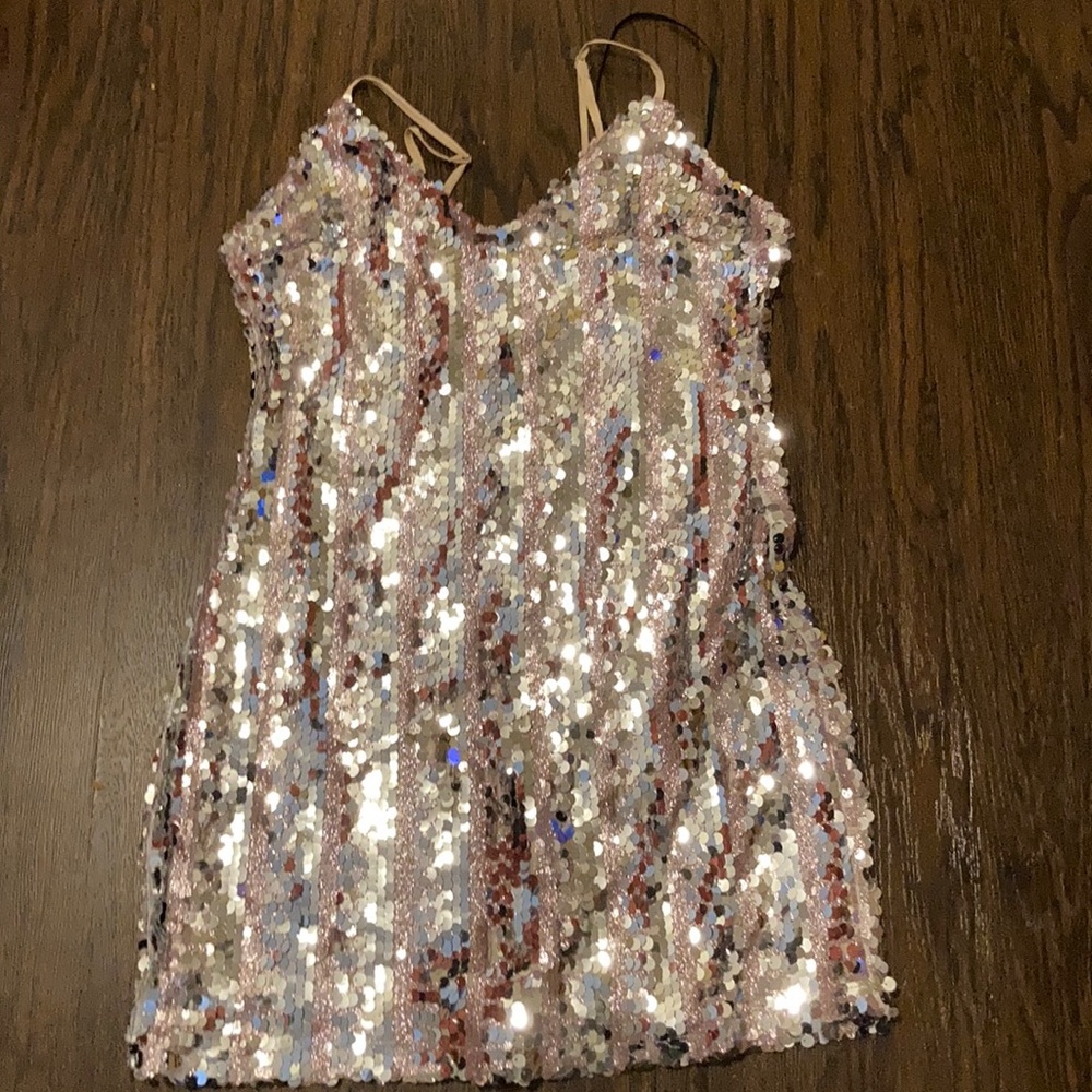 BRAND NEW Spaghetti Strap Sequin dress Size L